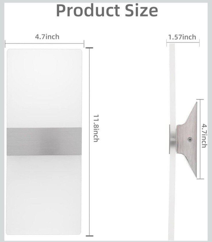 Modern Wall Sconces Set of Two KICAAO Led Wall Light 10w, 2700k Cool White NEW