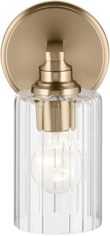 Kichler Gioe 5″ 1-Light Wall Sconce Bathroom Vanity Light w/ Clear Fluted Glass