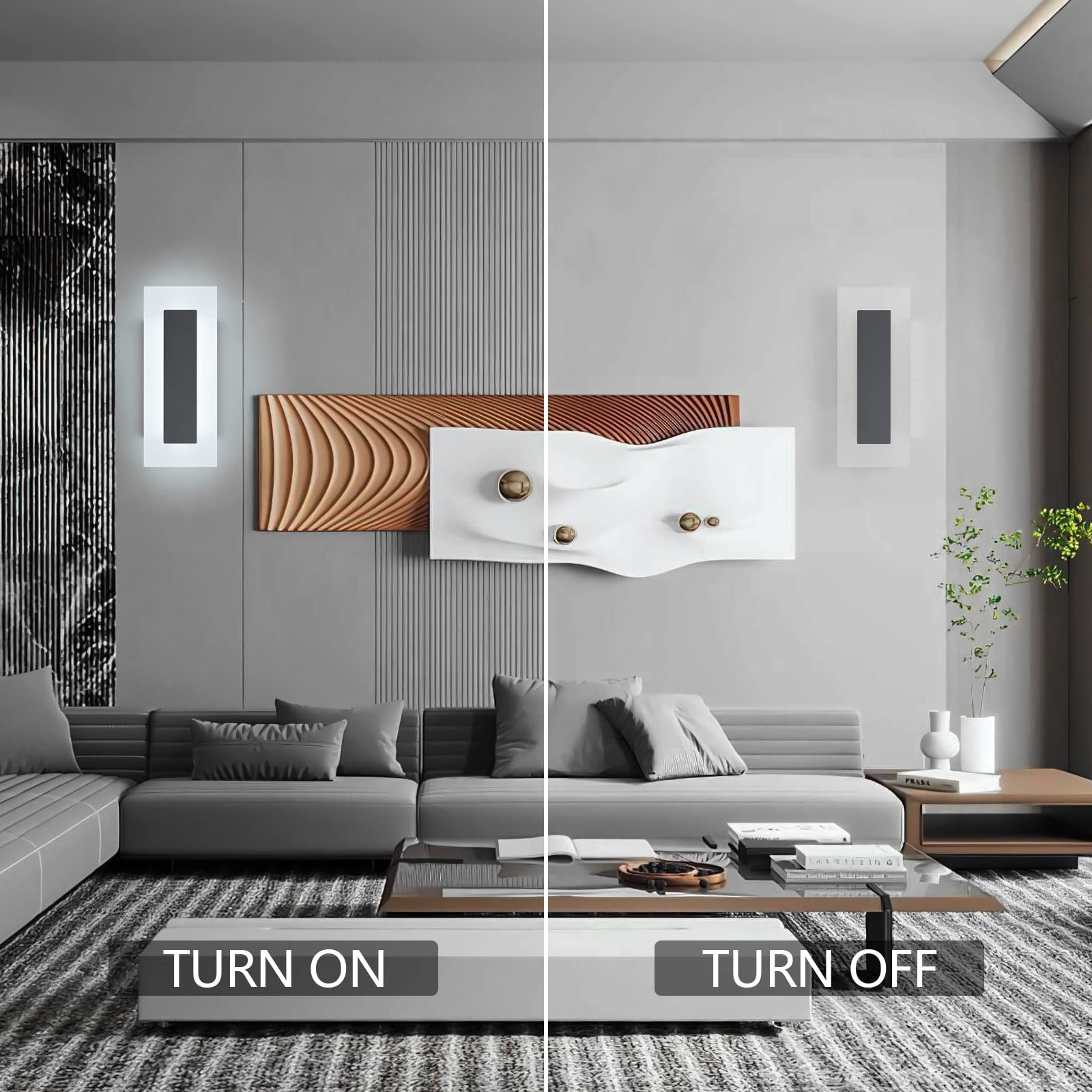 2 PCS Modern LED Acrylic Black Wall Sconce White Light 6000K Indoor Fixture