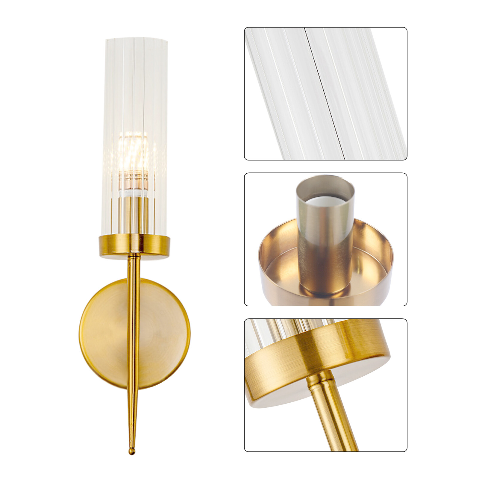 Modern Wall Light Indoor Wall Sconce Lamp Glass Lampshade Bedroom Hallway Gold
