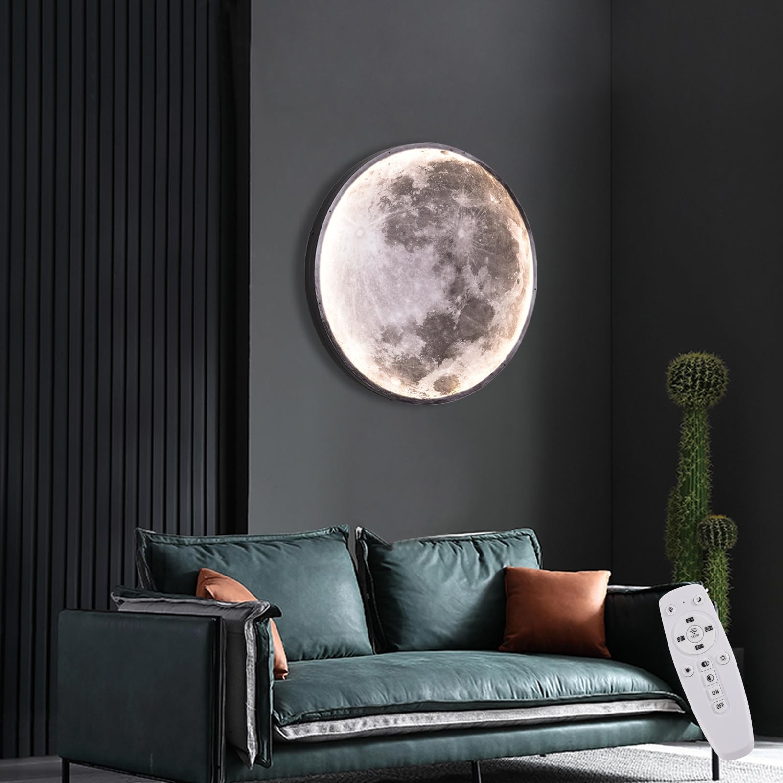 3D Moon LED Wall Lamp Modern Art Deco Lighting, Remote Control Lighting with …