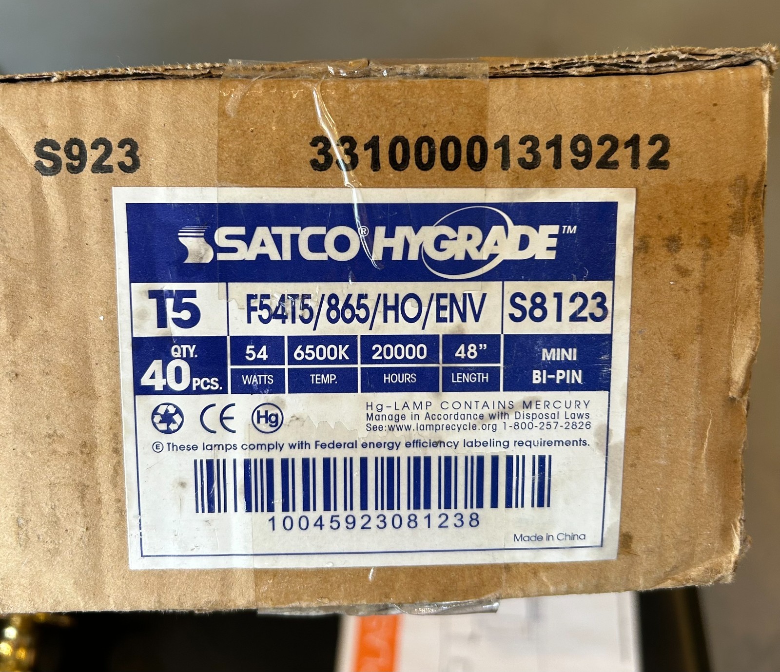 Satco S8123 F54T5/865/HO 54 Watt T5 Fluorescent 6500K Daylight 85 CRI(box6)