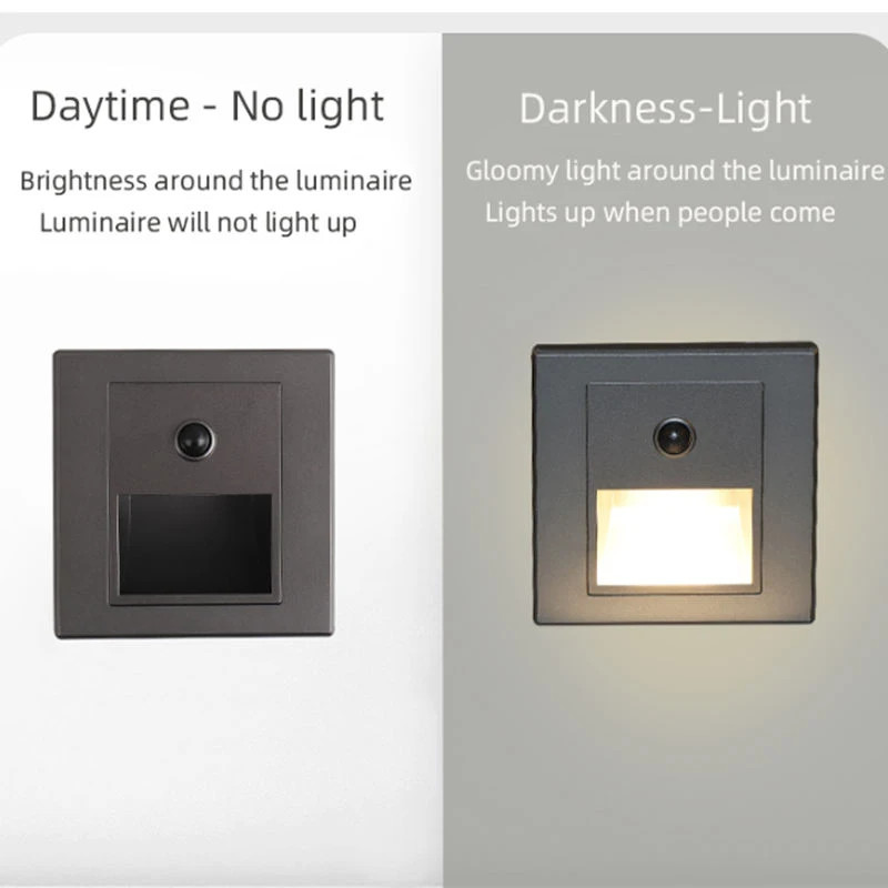 Infrared Motion Sensor Stair Lights Indoor Outdoor Stair Step Wall Lamp 3W Reces