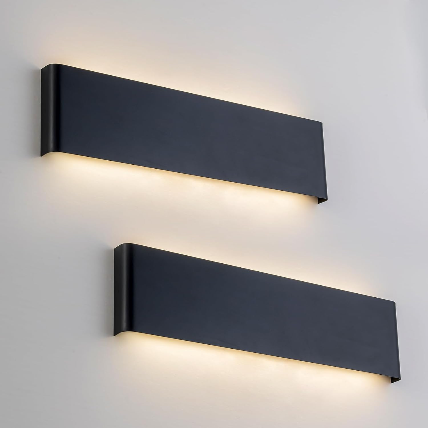 2 Pack Modern LED Wall Sconces Indoor, 21.65 in Black Hardwired