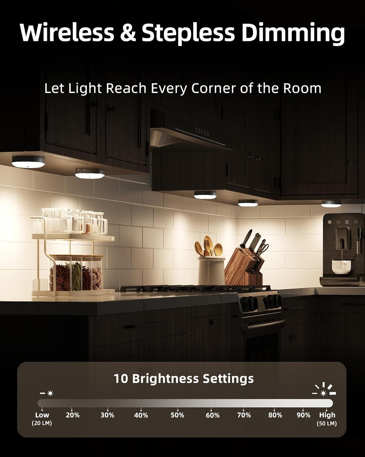 Wireless Puck Lights for Shelf and Kitchen – 6 Pack