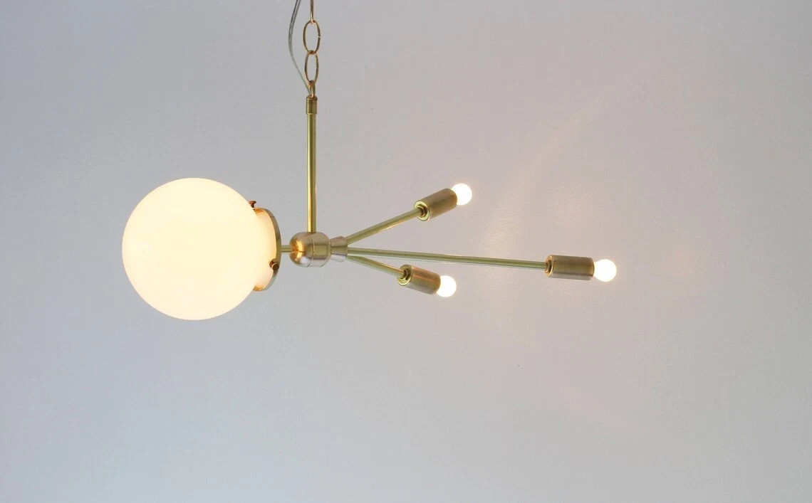 Handmade Sputnik Brass Chandelier Comet Pendant Glass Globe Ceiling Lamp