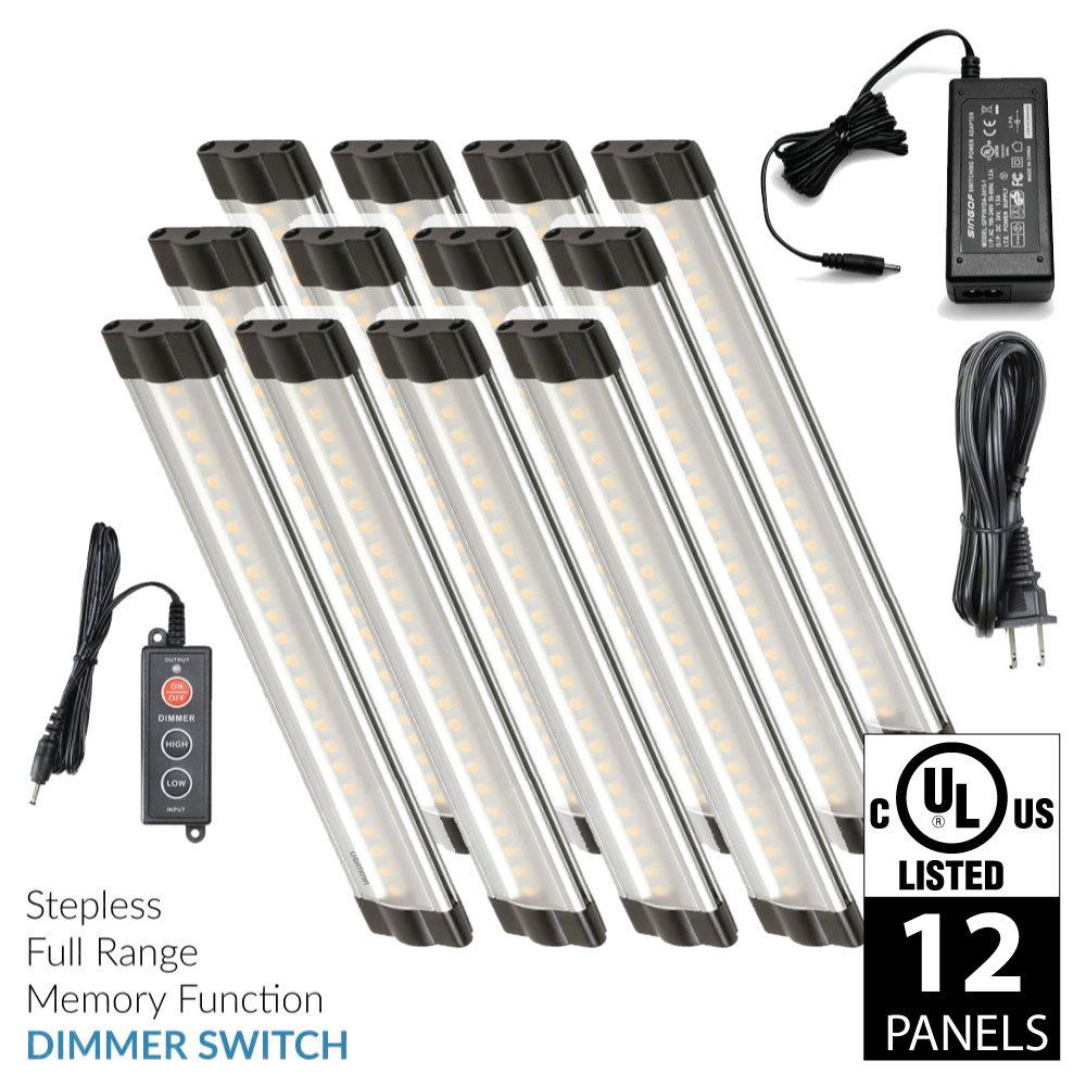 Lightkiwi T1018 6 Inch Warm White LED Under Cabinet Lighting – 12 Panel Kit