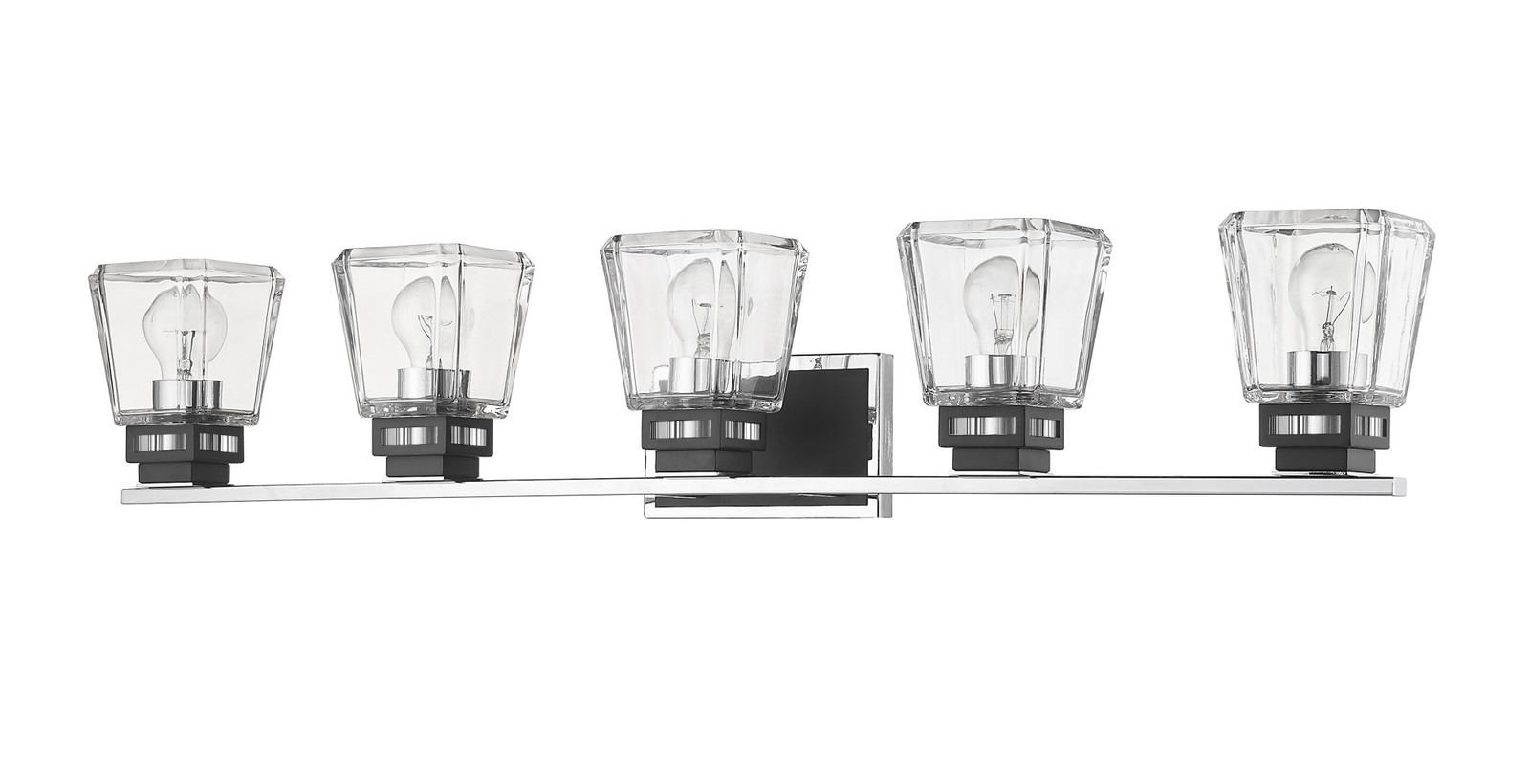 Z-Lite 474-5V Chrome/Black Jackson 5-Light 42″W Bathroom Vanity Light