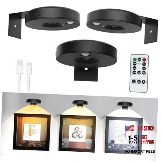 3Pack LED Picture Lights for Wall Rechargeable Battery Picture Frame Light