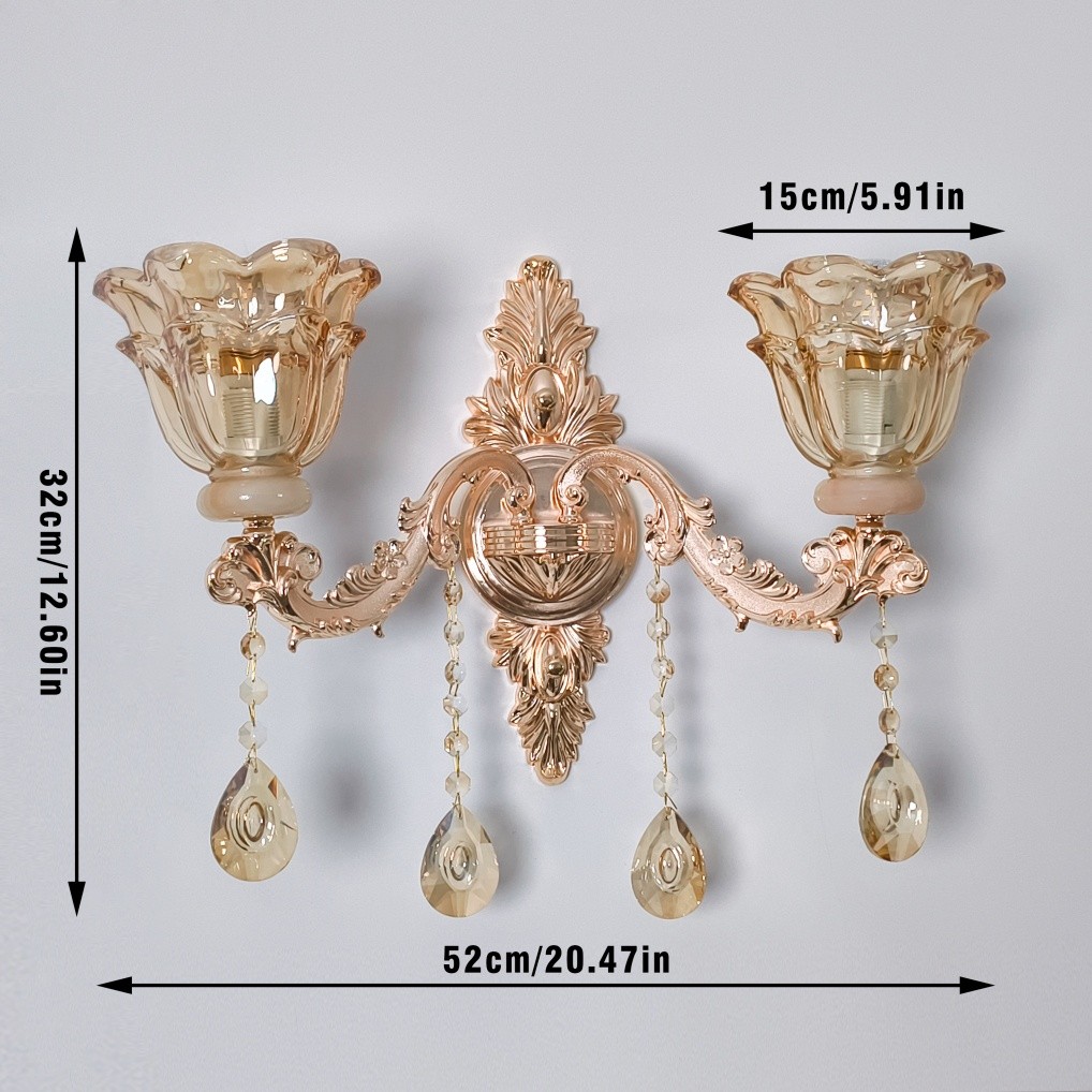 Gold Crystal Vintage Wall Sconces Indoor Light Fixture Bedroom Living Room Decor