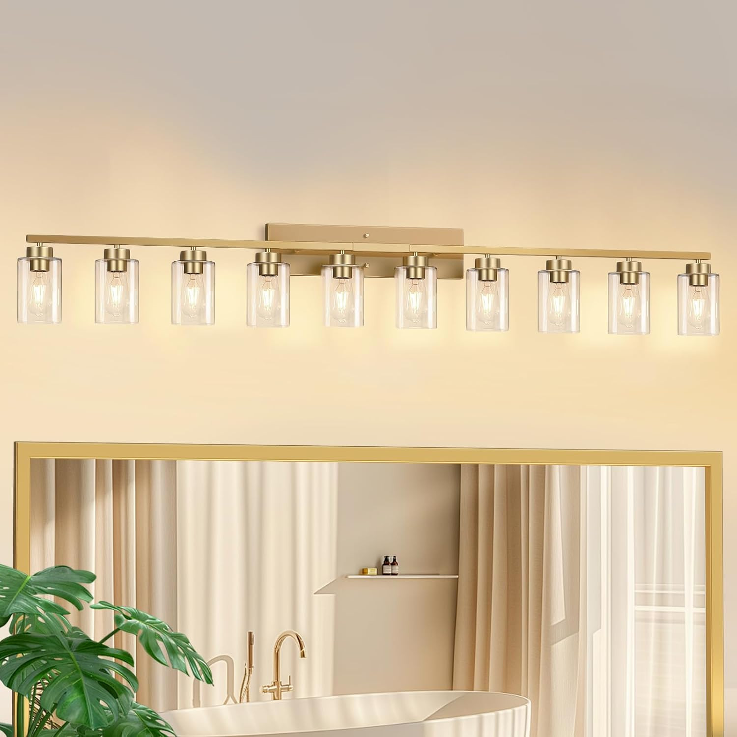 Modern Bathroom Light Fixtures, 4 Light Brushed Gold Vanity Lights, Bathroom Lig