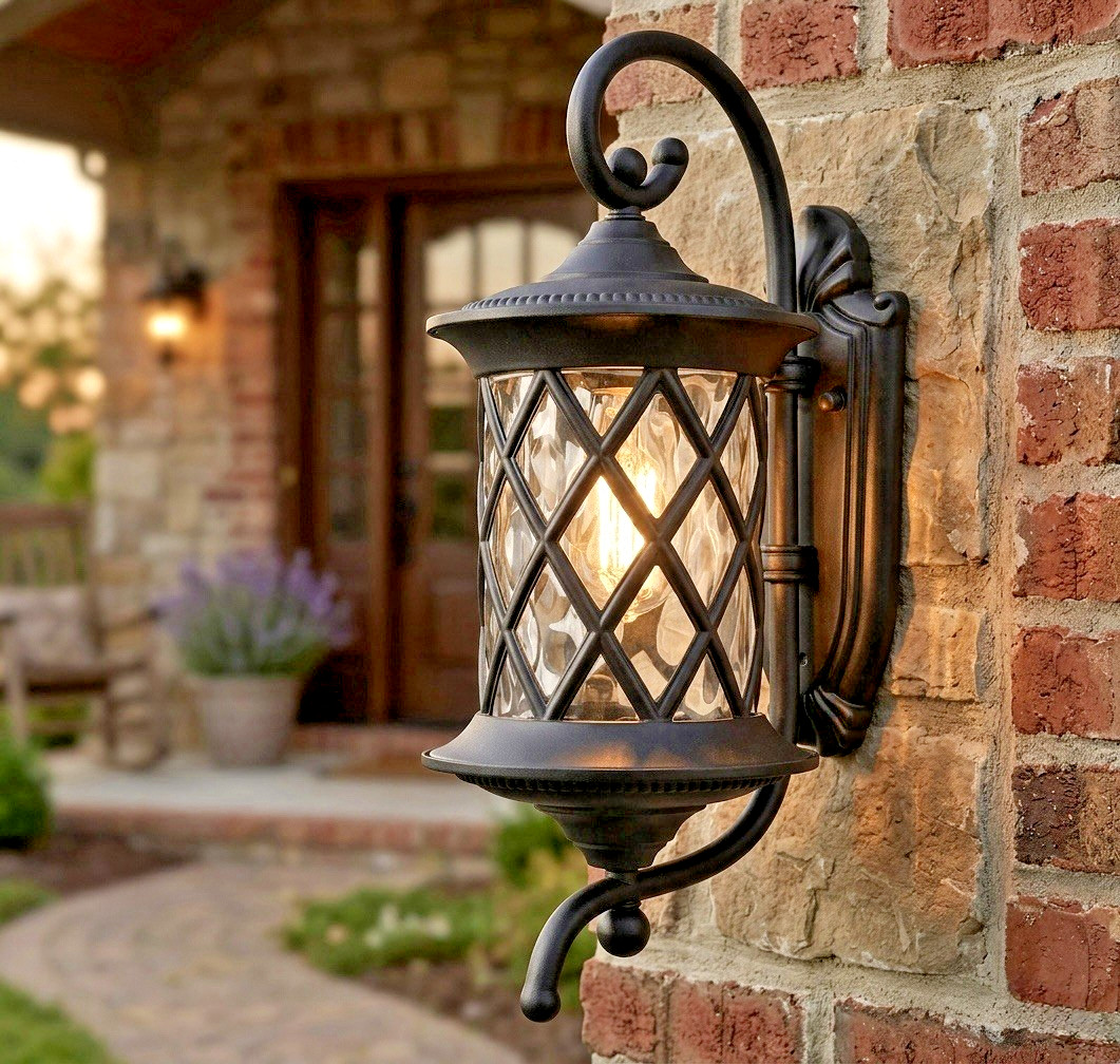 Black Outdoor Wall Lights Exterior Light Fixture Water Glass Waterproof Outside