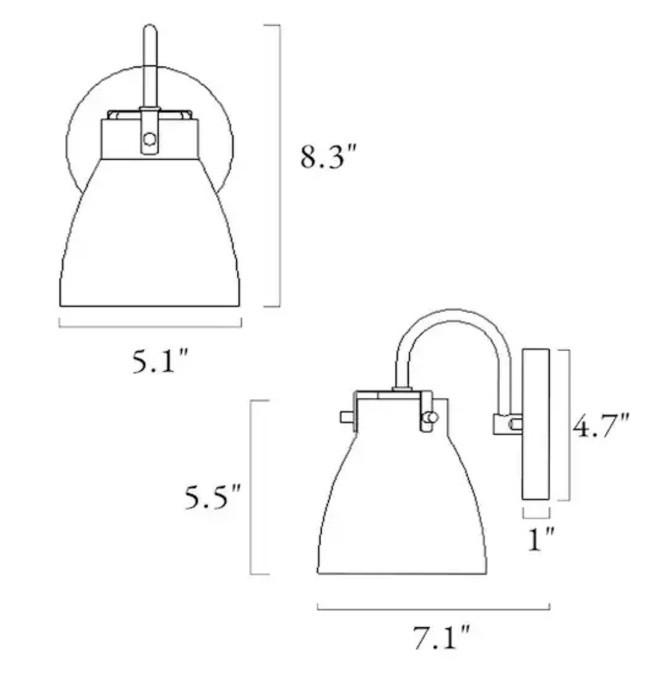 2Pk LNC Fumira 5.1” Matte Black And Brass Wall Sconce w/ Crackle Textured Glass