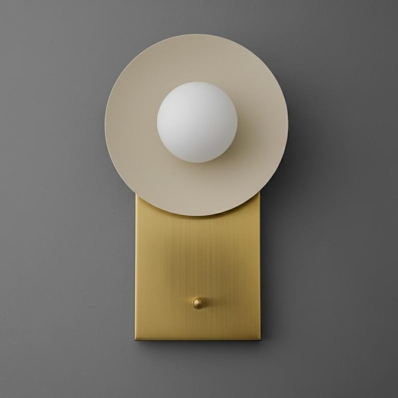 Sconce Light-Modern Wall Sconce-Brass Wall Lamp-Globe Wall Light Mid Century