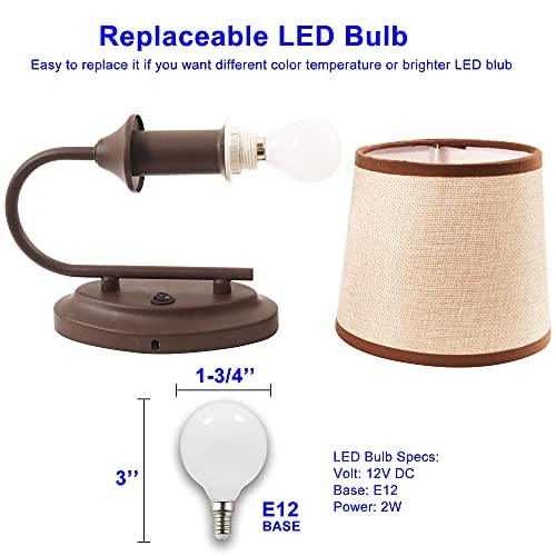 12V LED RV Wall Sconce with On/Off Switch (LED Bulb Included), Round Shape