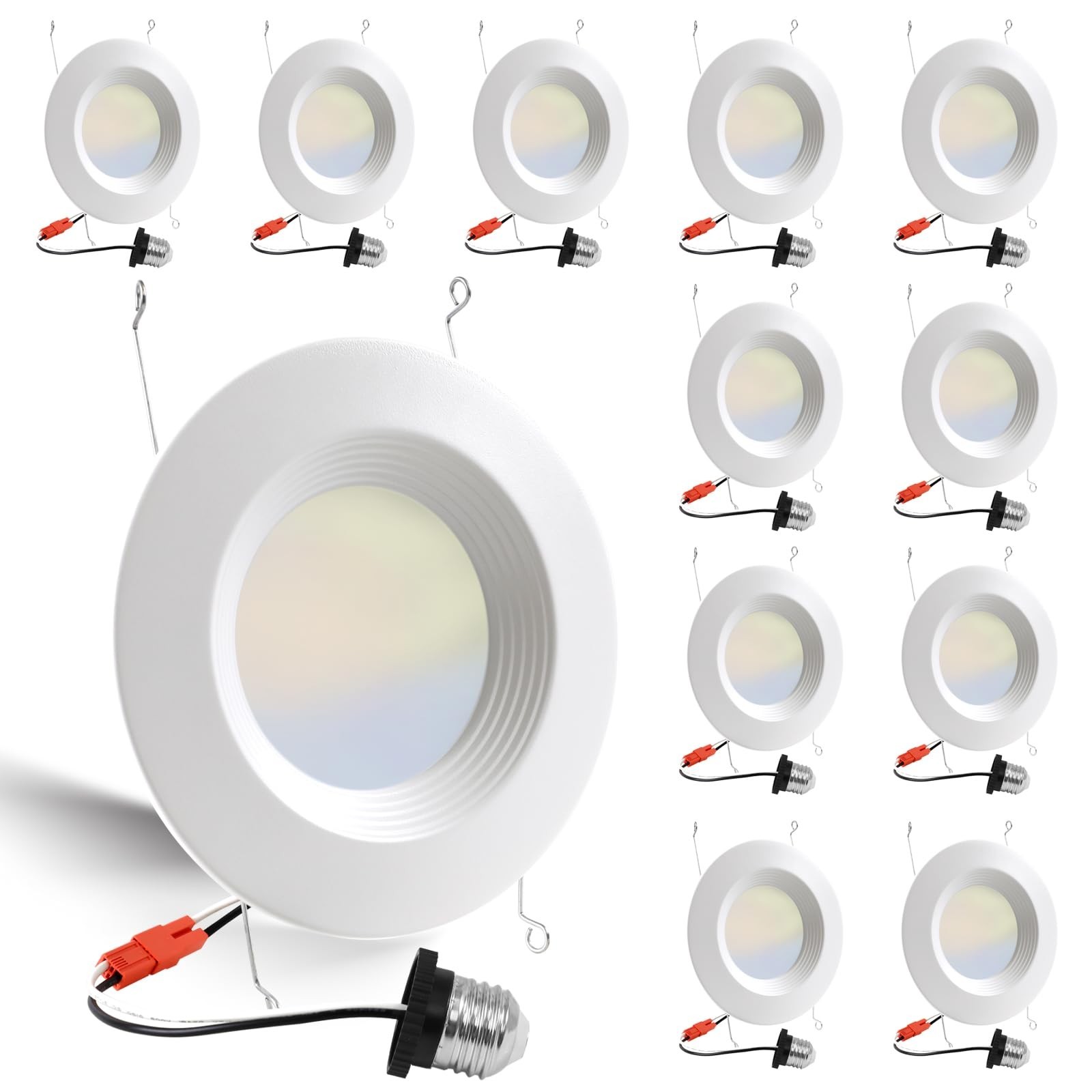 Energetic 12 Pack 5/6 Inch 5CCT LED Recessed Light Retrofit, 2700K/3000K/4000…