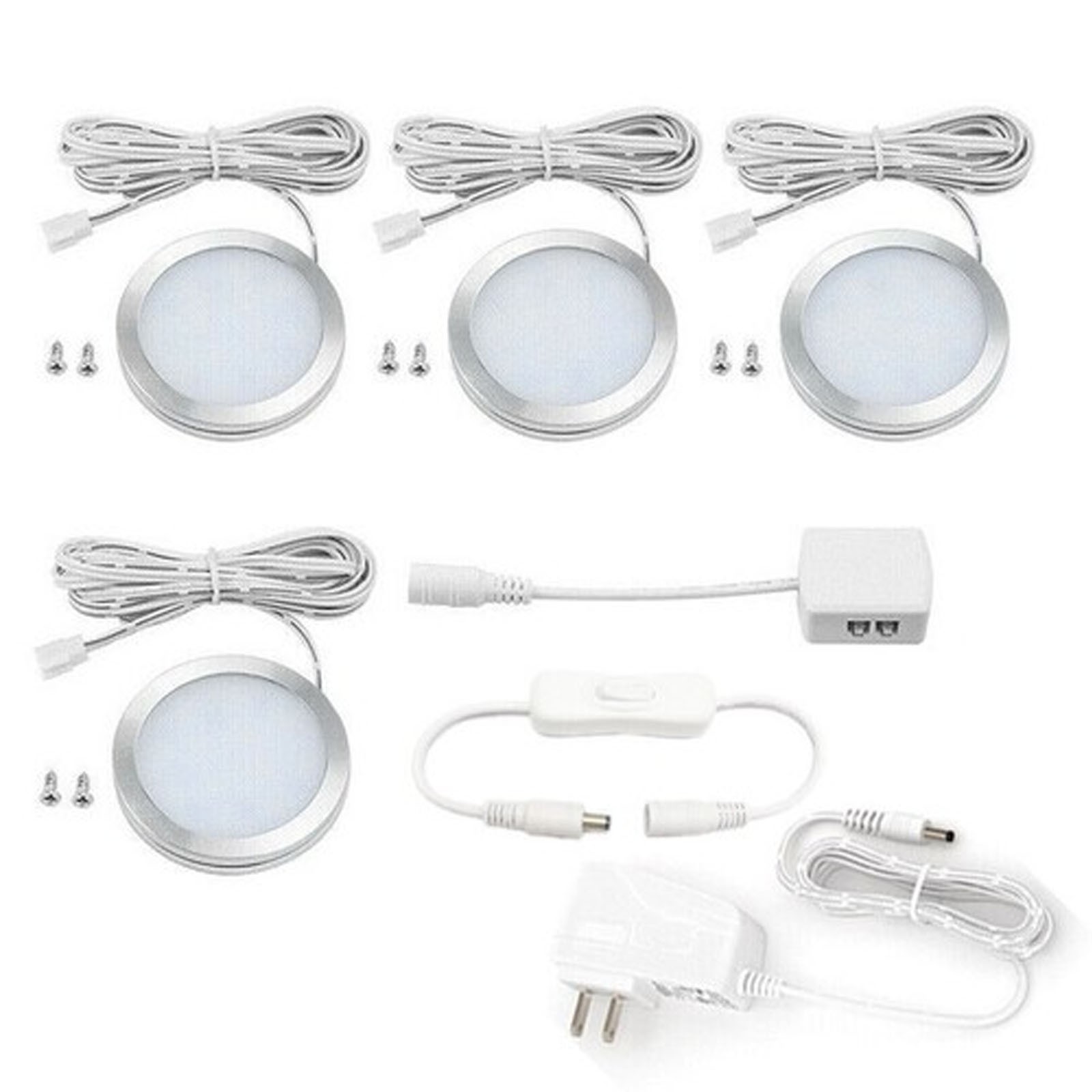 4Pack LED Puck Light Under Cabinet Lighting Kitchen Room Counter Warm White Lamp