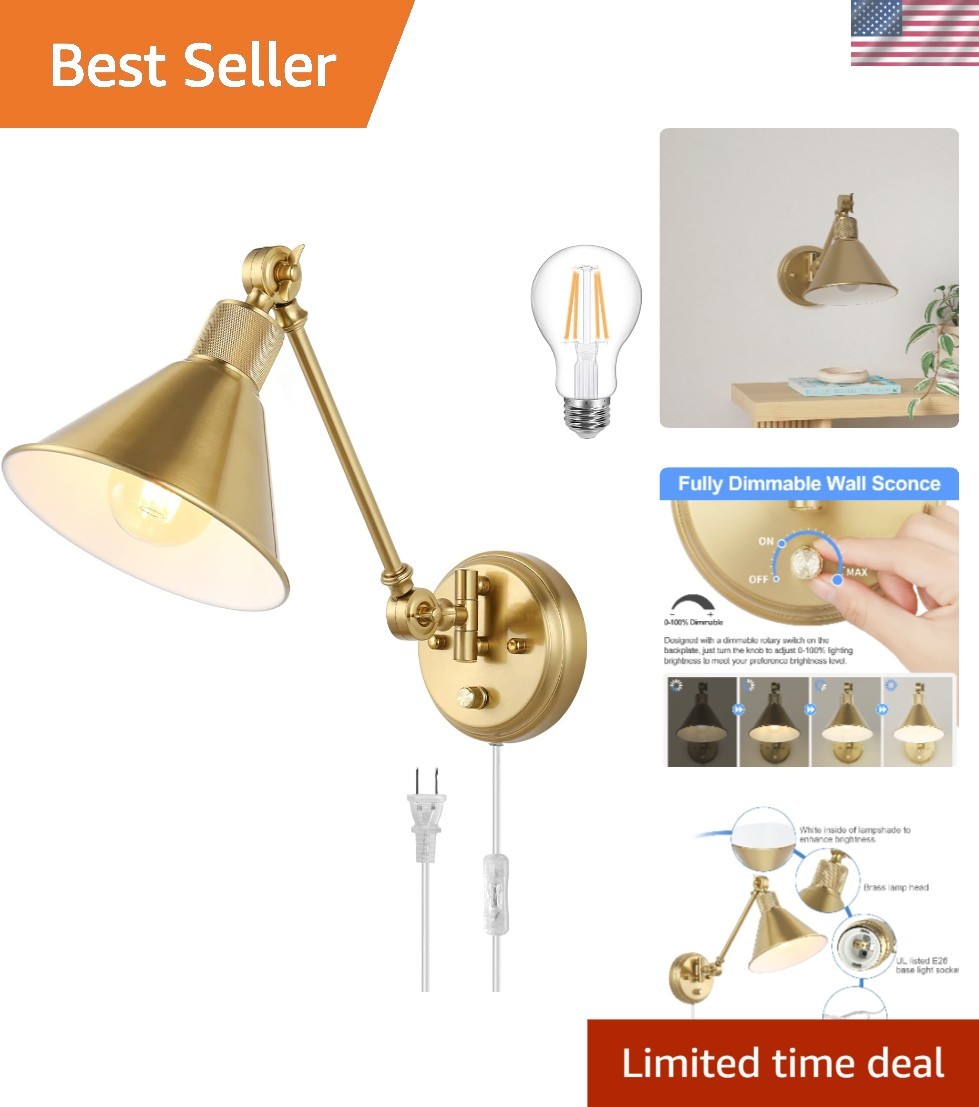 Modern Dimmable Wall Sconce with Plug-In Cord – Flexible Light for Any Room