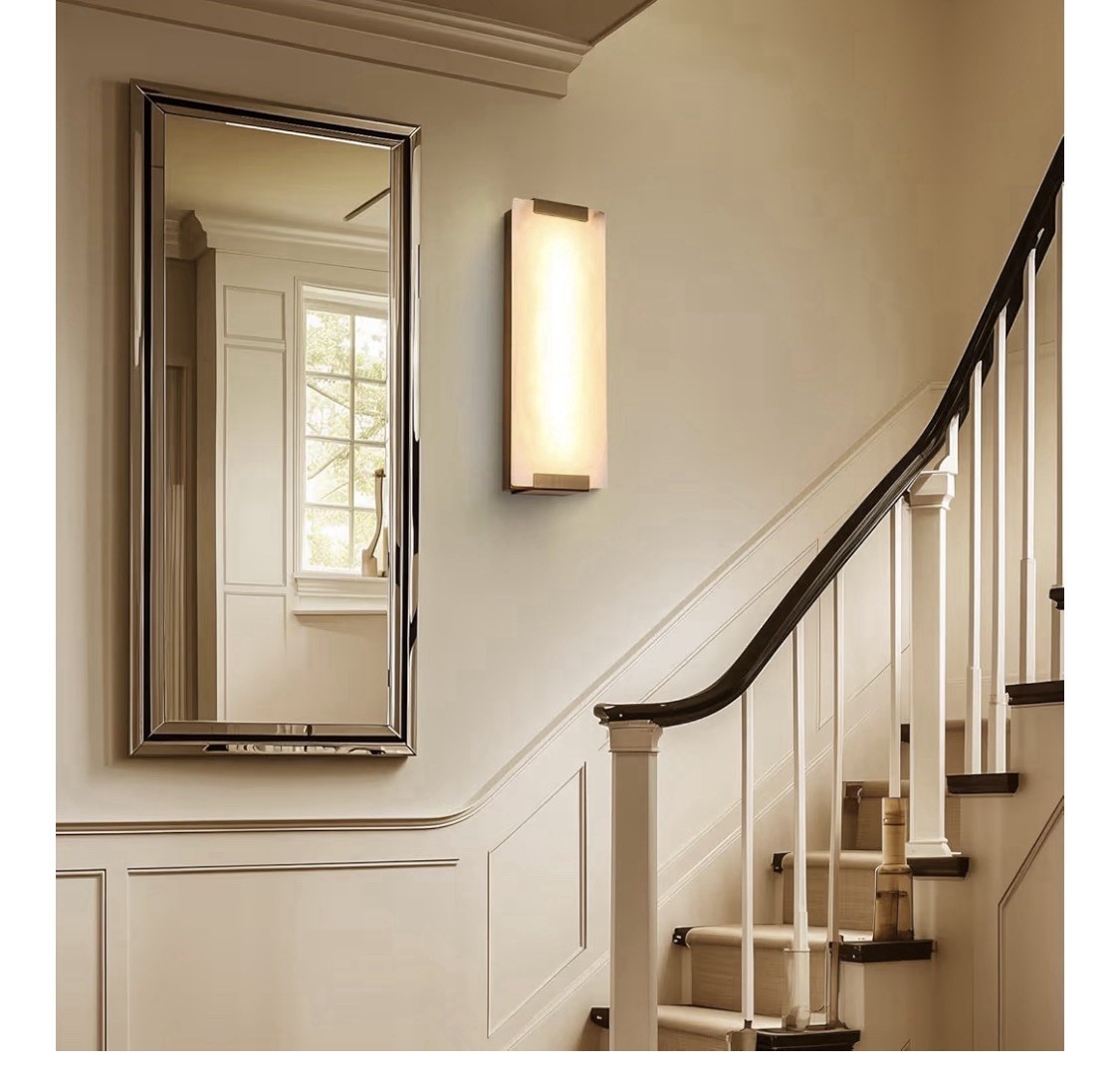 14.2in Alabaster Wall Sconce, Large Natural Marble LED Modern Wall Lamp 12W