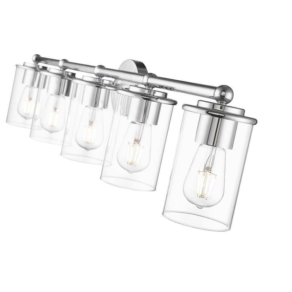 Unbranded Thayer 39 in. 5-Light Chrome Vanity Light w/ Clear Glass Shade