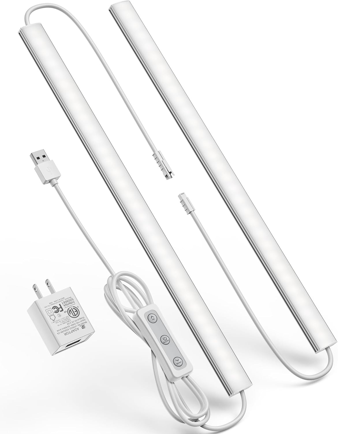 Plug-In under Cabinet Lighting, Dimmable Counter Lights for Kitchen, 2Pcs 12 Inc