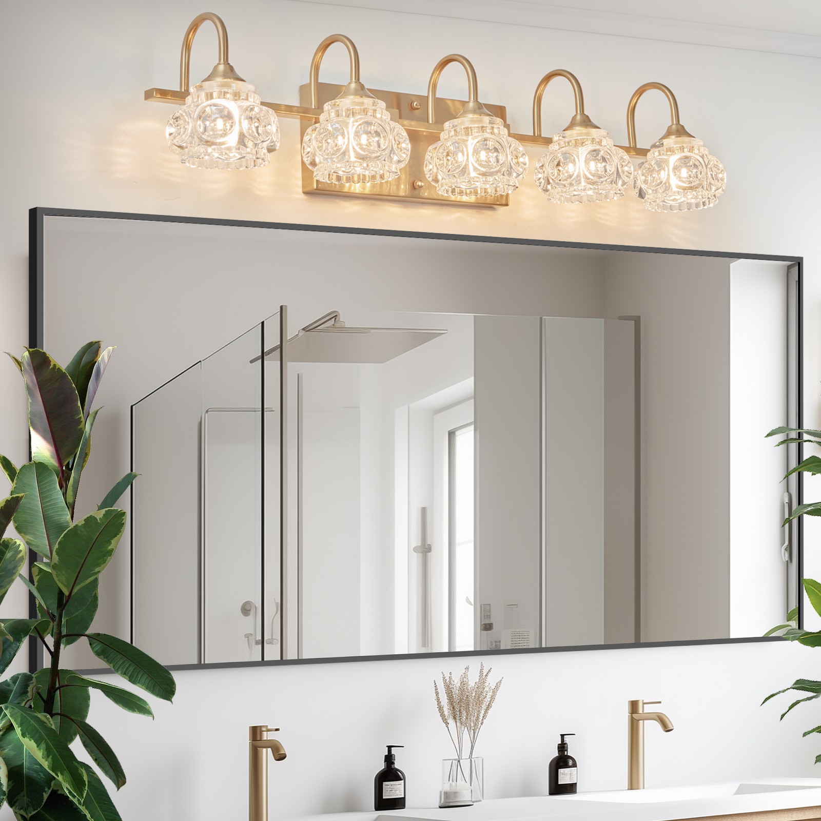 29″ Crystal Vanity Light Bathroom Mirror Gold Wall Lamp Vintage Sconce Fixture