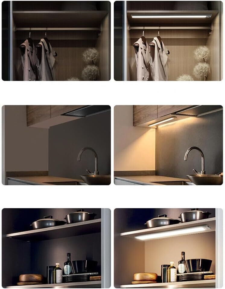 LED Motion Sensor Under Cabinet Closet Light USB Rechargeable Kitchen Lamp Strip