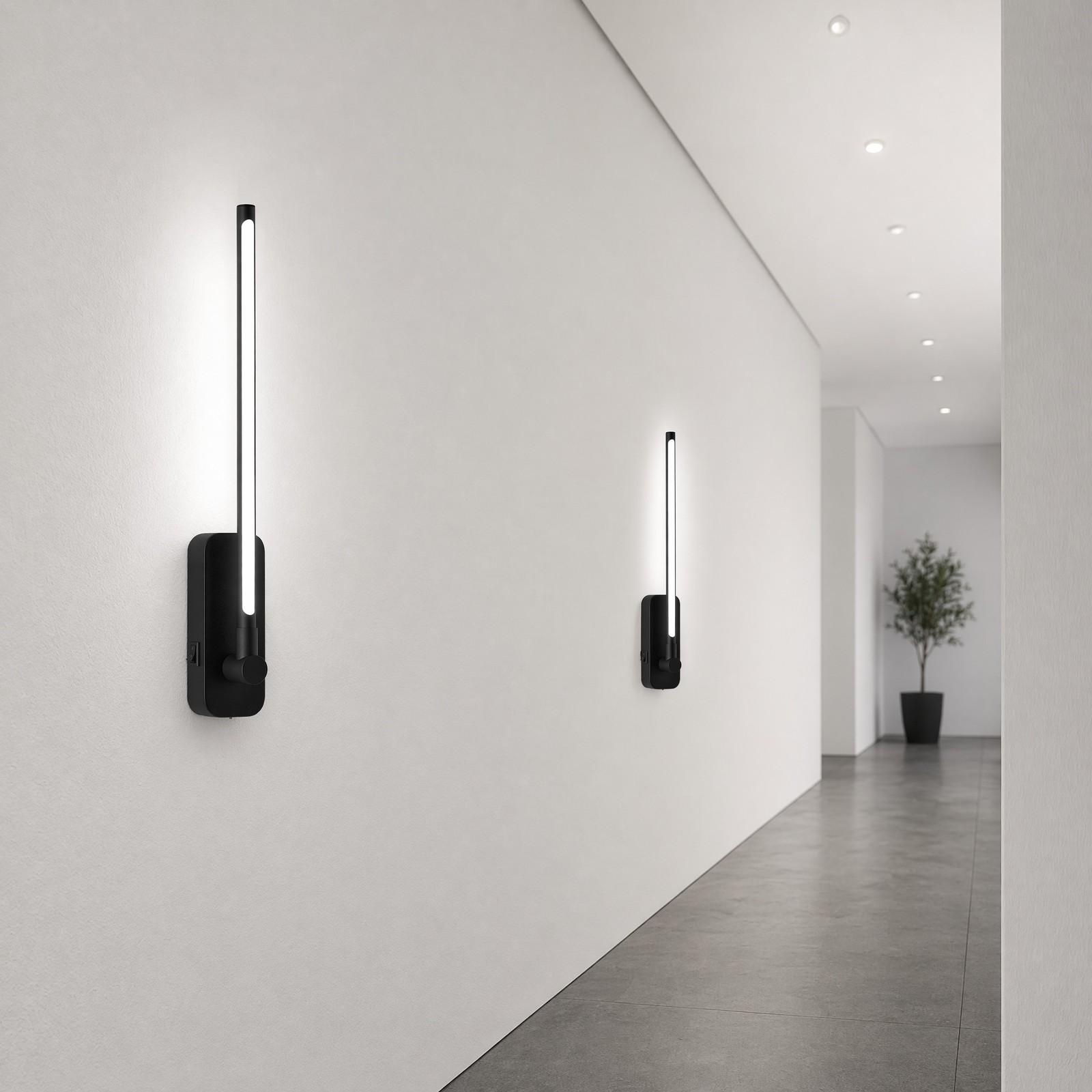 2 Pack 21» Black Battery Operated LED Wall Sconce Light w Remote 3CCT 5000mAh