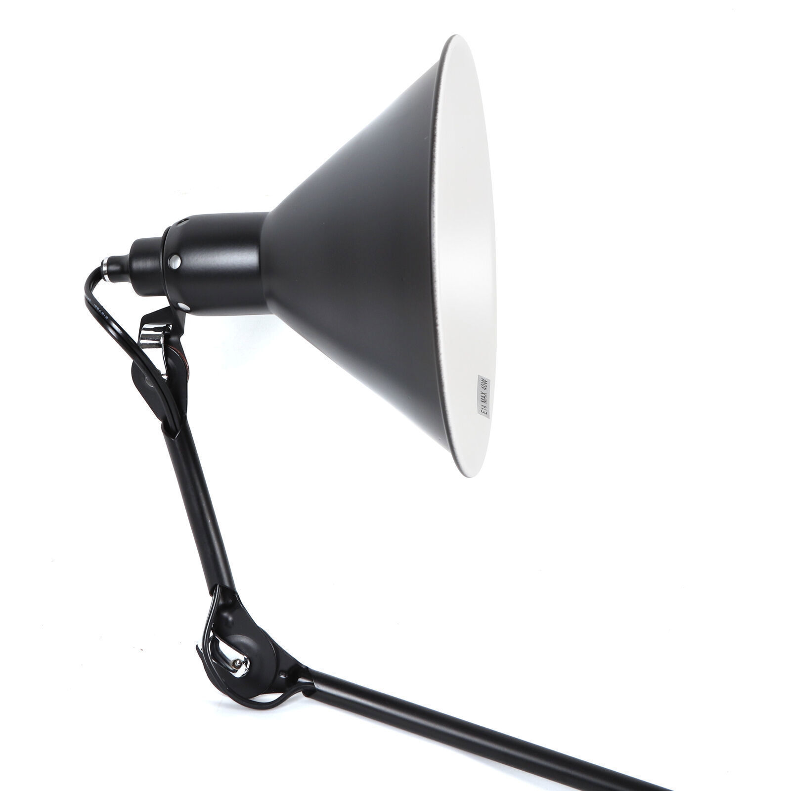 Retro Long Arm Wall Lamp With E14 LED Bulb, 21cm Shade