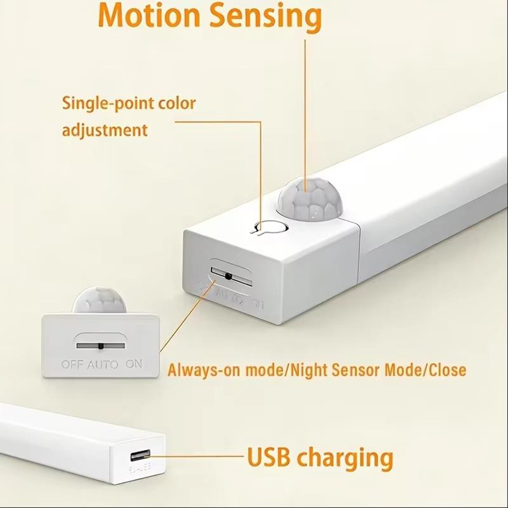 2PCS Rechargeable RGB Motion Sensor Under Cabinet Closet Light USB Kitchen Lamp