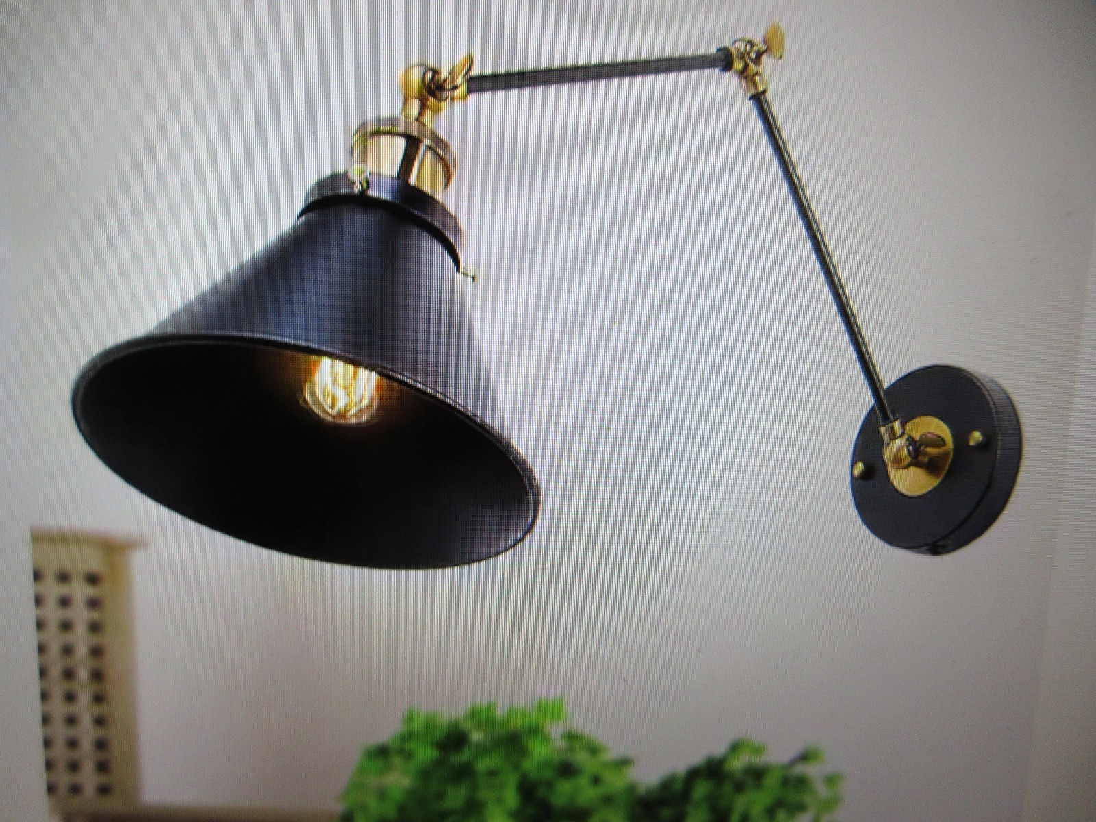 LNC Matte Black Industrial Wall Sconce 1-Light Bell Swing Arm Desk Lamp