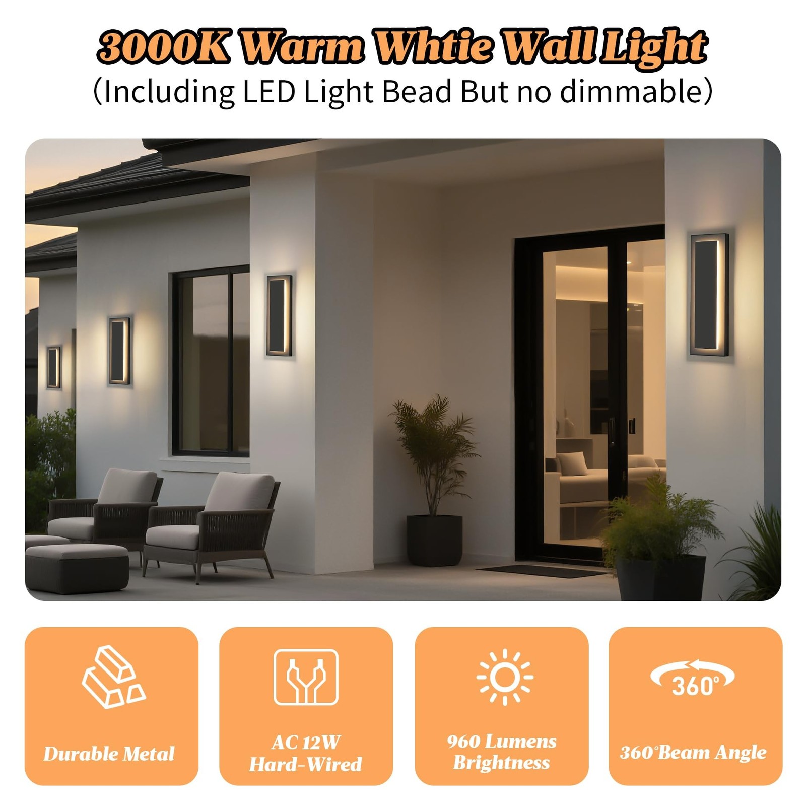 15.7 in Outdoor Wall Sconce Light,Modern Exterior Lights Fixture,Outdoor Porc…