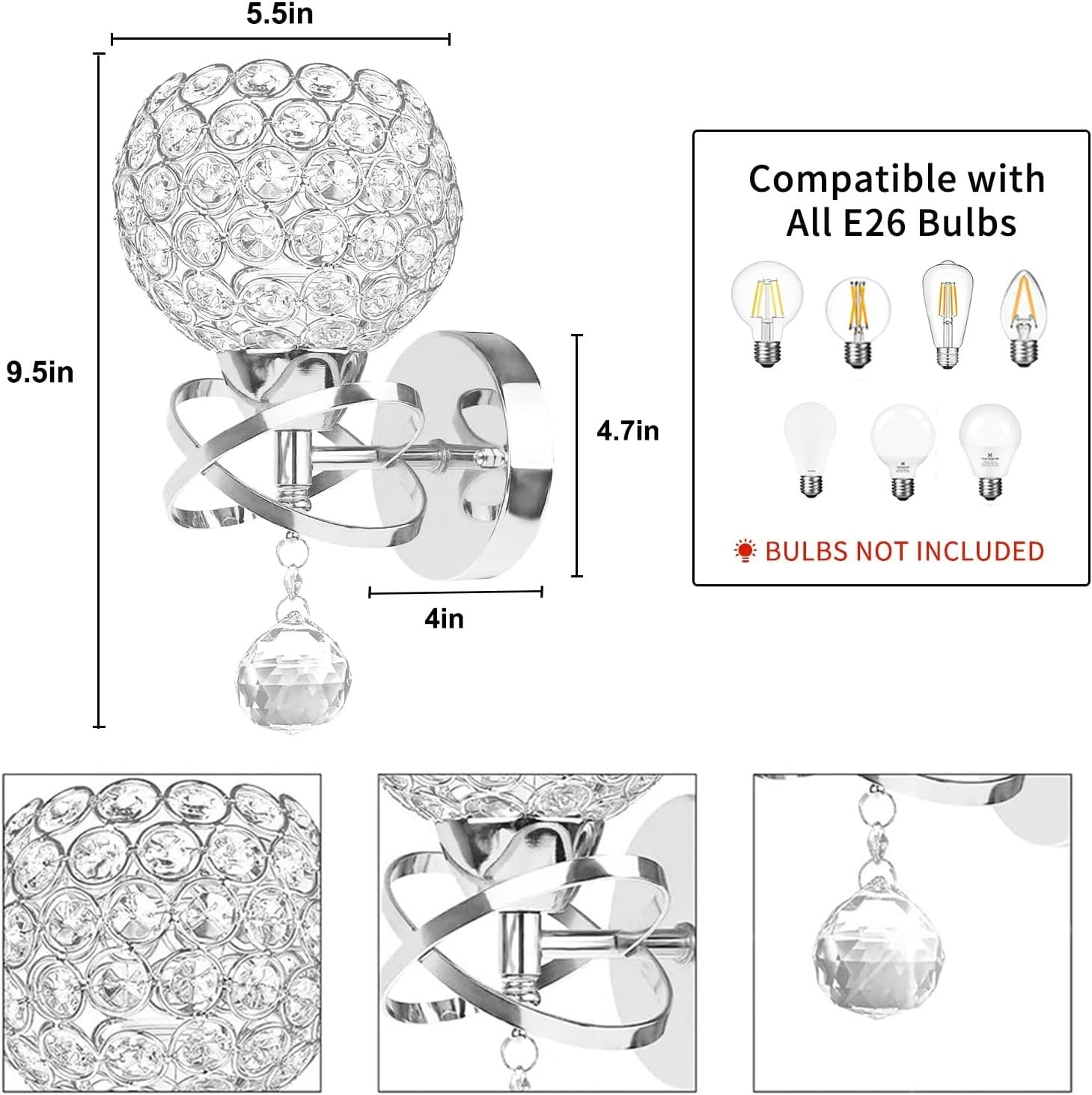 Glamorous Modern Crystal Wall Lighting – Perfect for Bedroom and Living Room