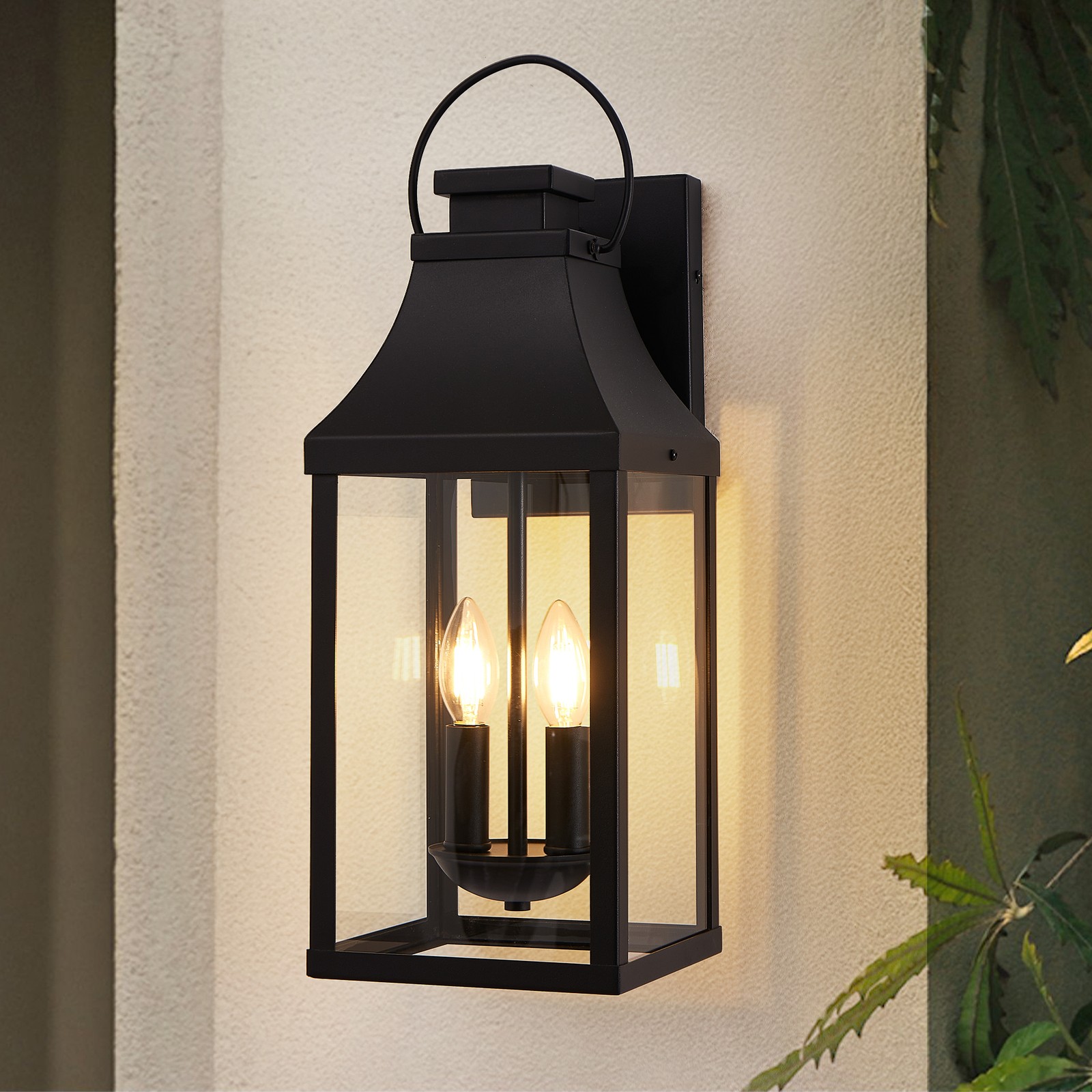 20″ Outdoor Porch Wall Light Garage Sconce Modern Black Exterior Lantern Fixture