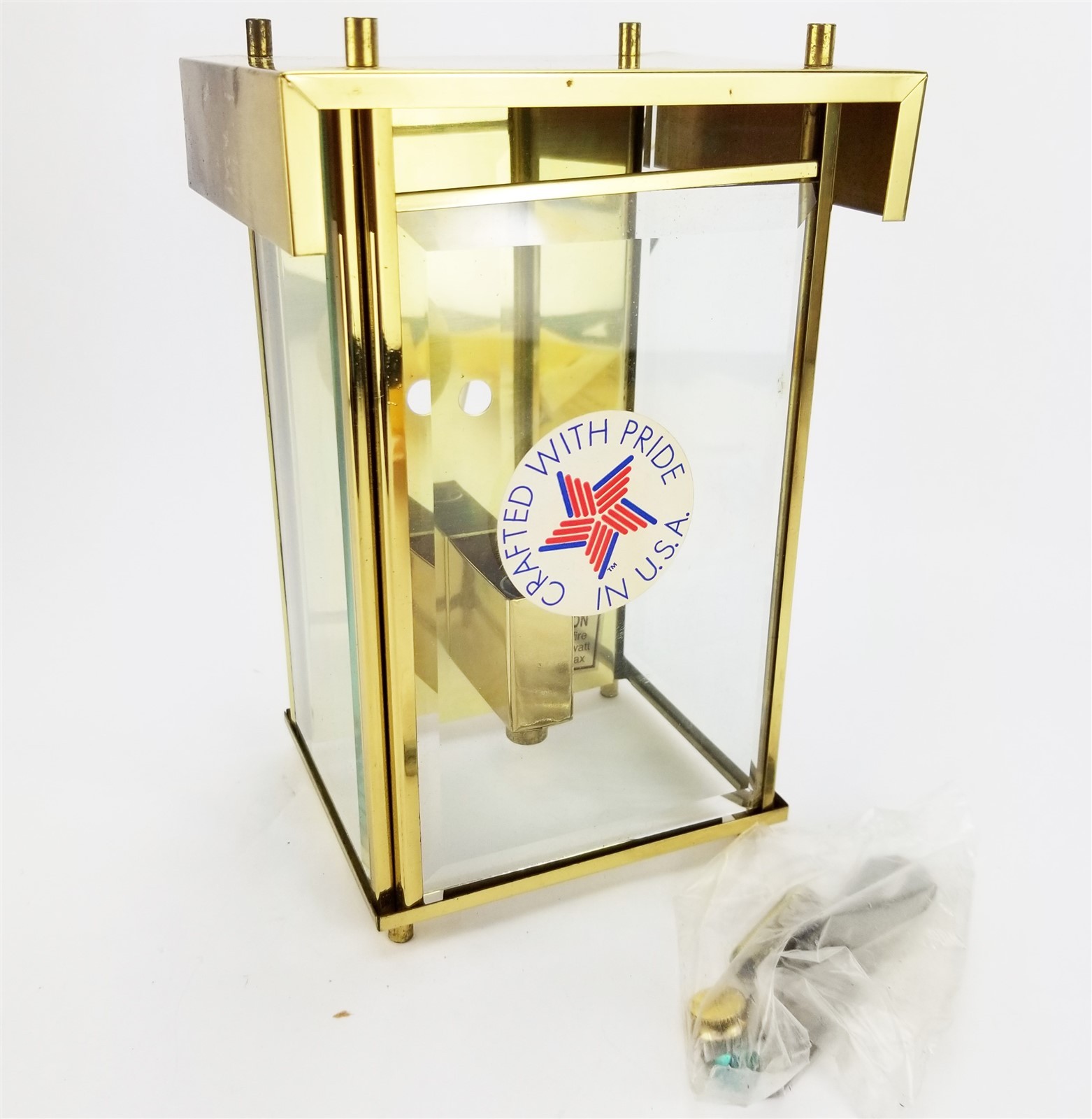 American Lantern Wall Sconce Gold Finish Vintage 1970’s Rectangular 9″