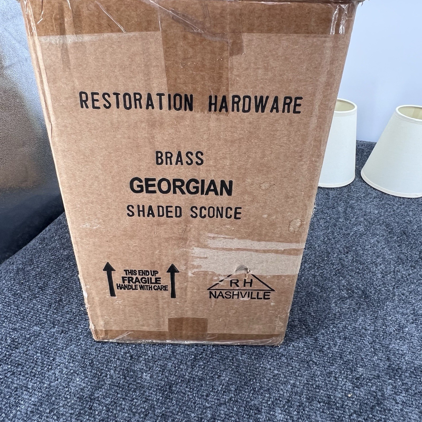 Restoration Hardware Georgian Solid Brass Double Arm Wall Sconces Pair RH 2003