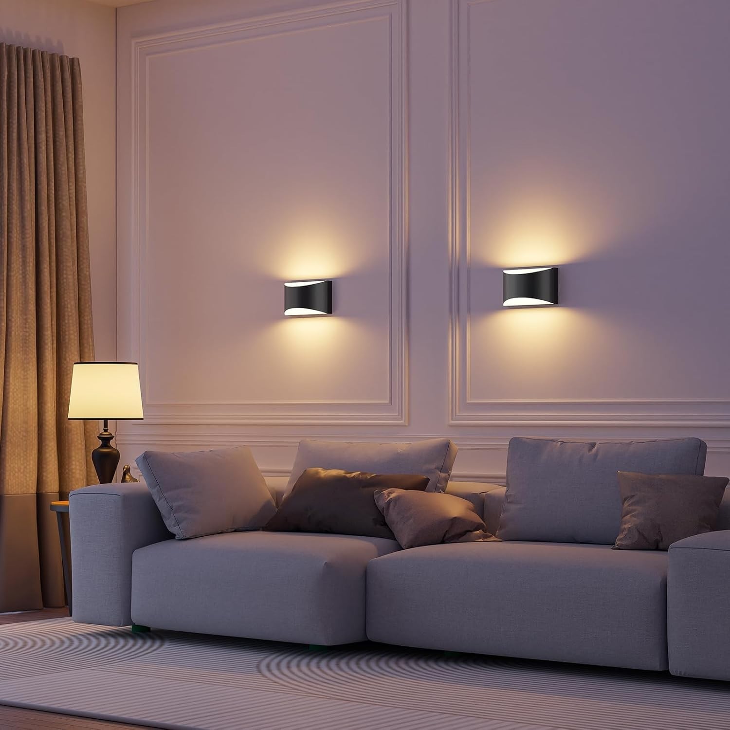 TingMiao Black Modern LED Wall Sconce, 3 Colors Indoor Wall Lights, 10W Hardwire