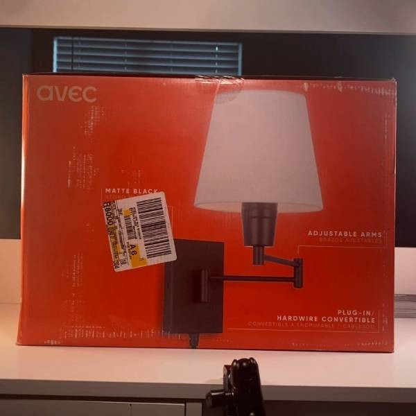 AVEC Matte Black Swing Arm Wall Sconce Lamp Adjustable Plug-InHardwire New