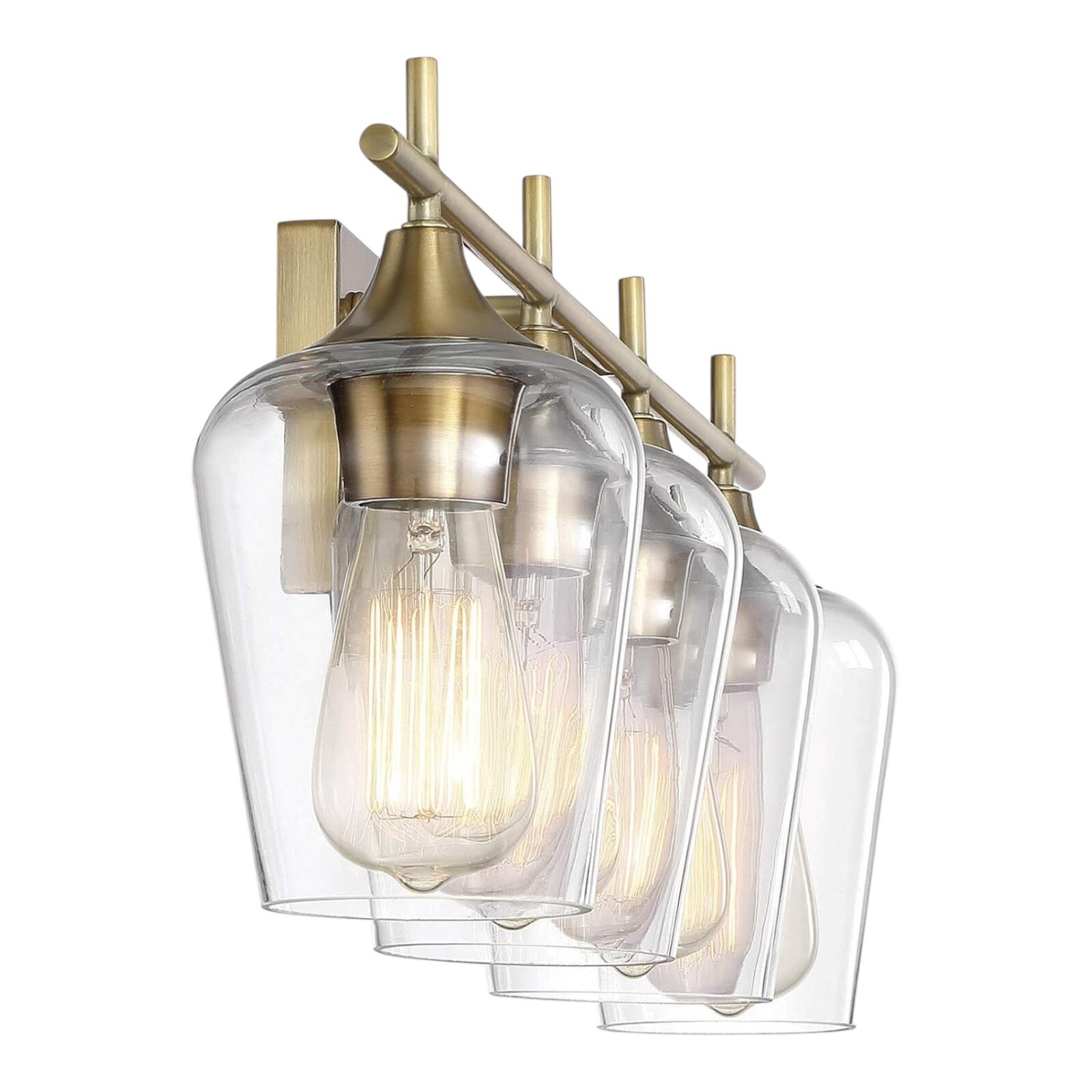 New In Box Savoy House Aubrey 28.75″ 4-Light Vanity Light Brass & Glass