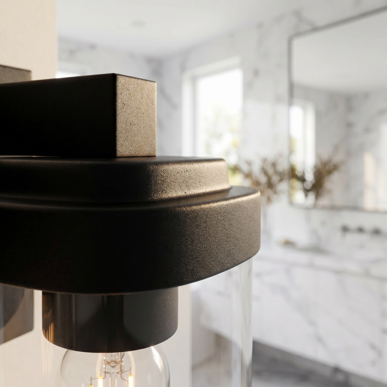 31» Vanity 5 Light LED Square Glass for Bathroom Over Mirror Wall Black Fixture