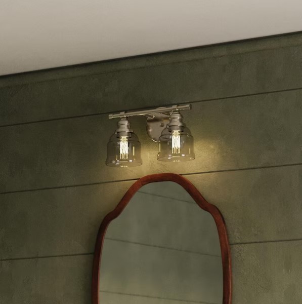 Ambrose 13 in. 2-Light Chrome w/ Clear Glass Shades Traditional Vanity Light