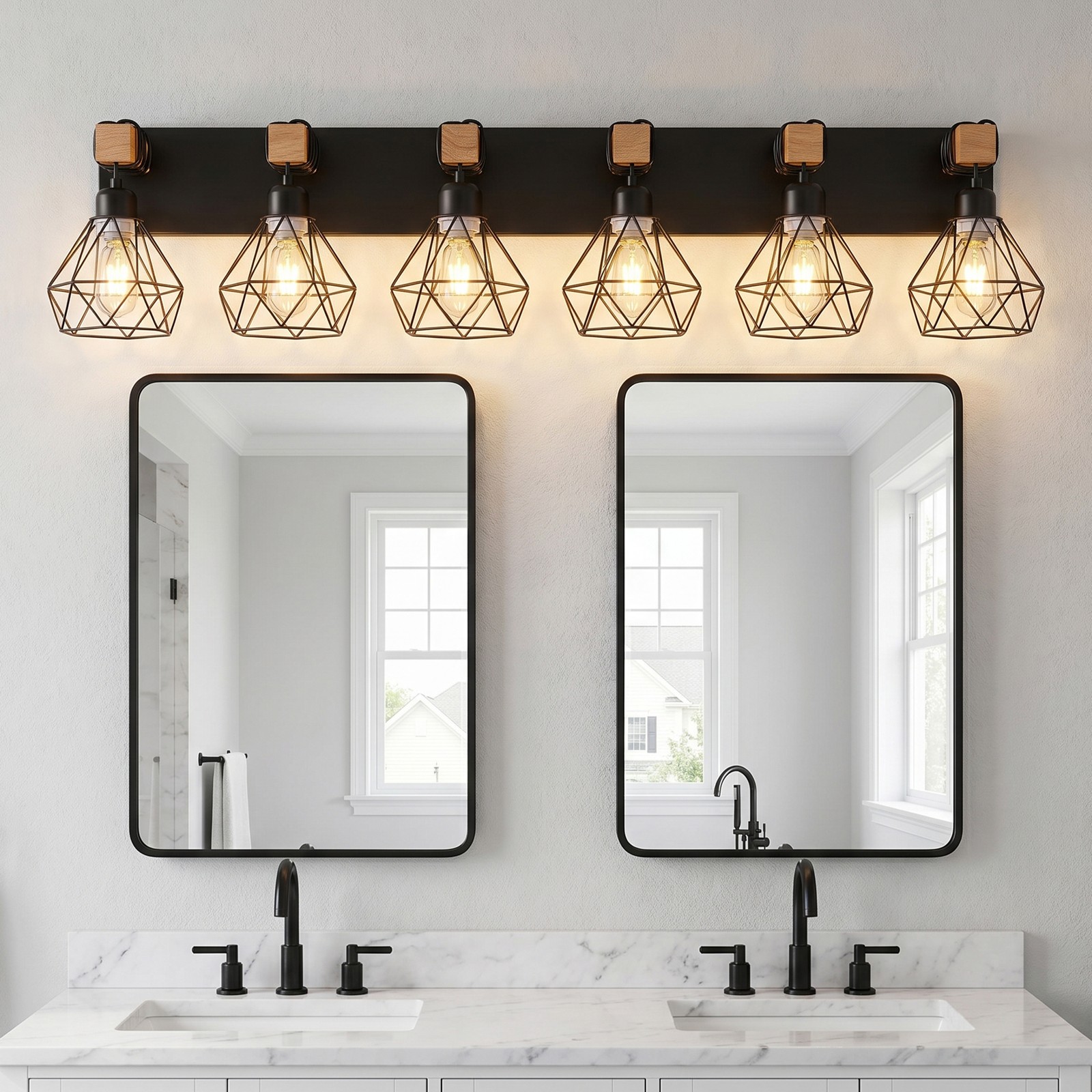 38″ Farmhouse Vanity Light Bathroom Mirror Wall Lamp Metal Cage Sconce Fixture