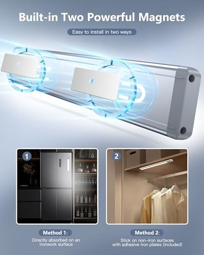 10.5inch Under Cabinet Lighting with 3 Color Temps, 2 Pack 10.5 inch Silver
