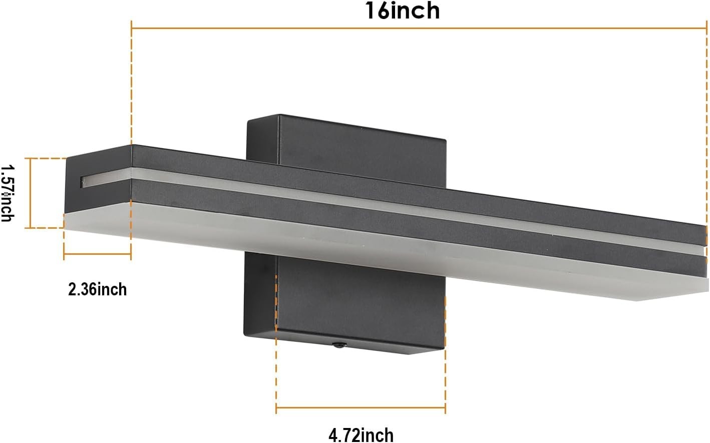SineRise 16-Inch LED Modern Bathroom Vanity Light Bar, Matte Black Modern