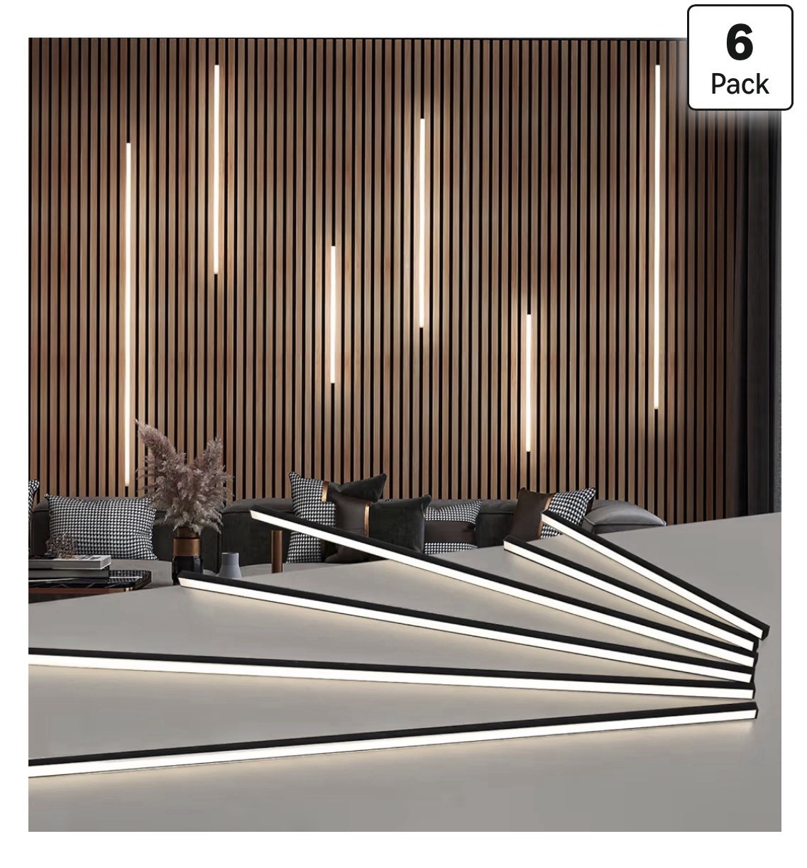 Art3d 6-Piece LED Wall Light Kit 3000K Self-Adhesive Touch Lights for Slat Wall