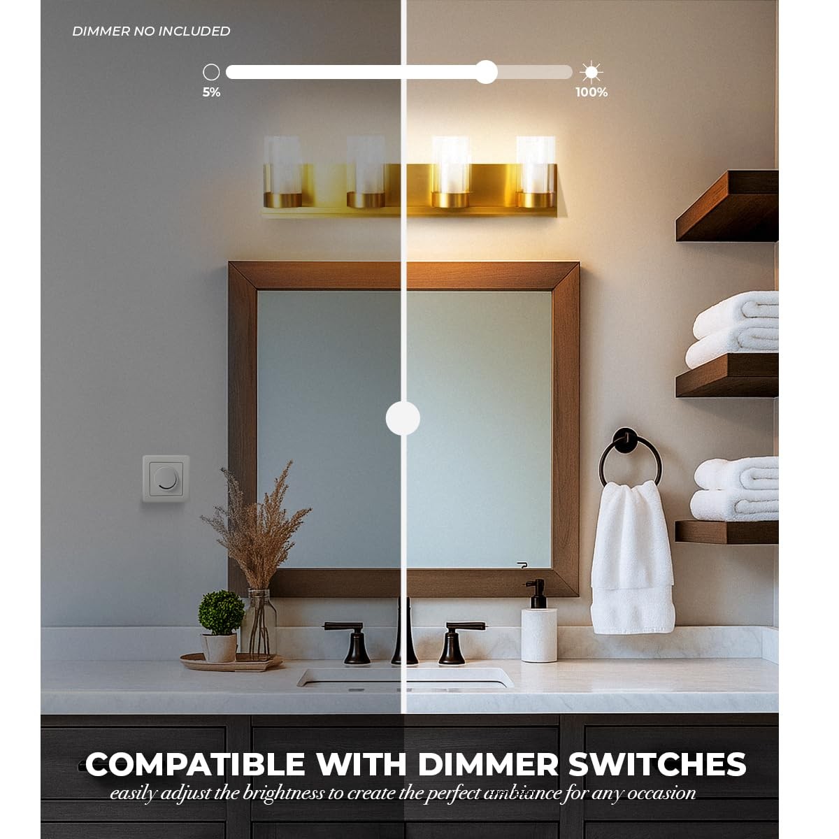 4-Light Vanity Bar Light – Modern Bathroom Wall Lamp to Install Over The Sink…