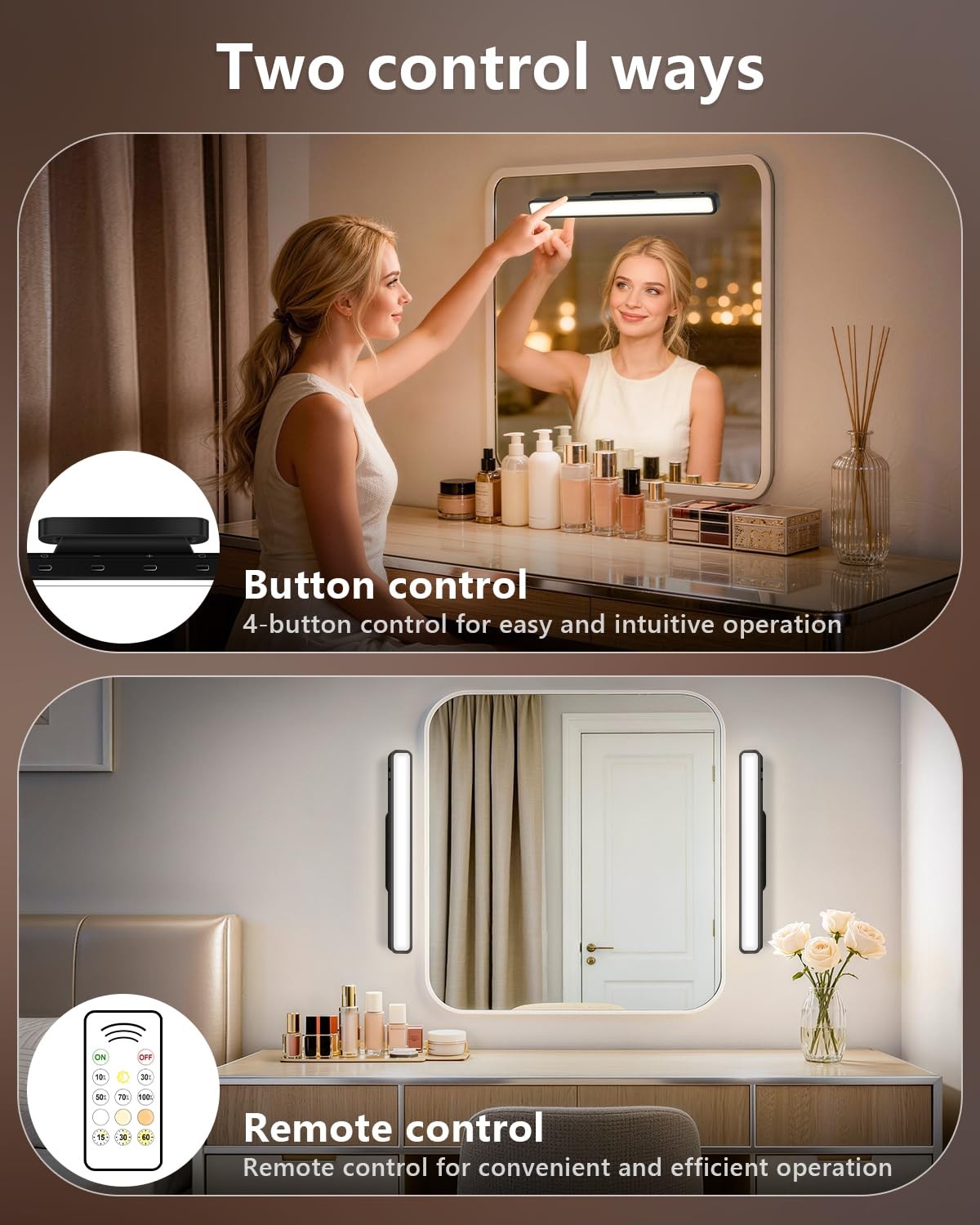 5W Vanity Lights for Mirror with Remote Control,Magnetic Stick on Mirror Ligh…