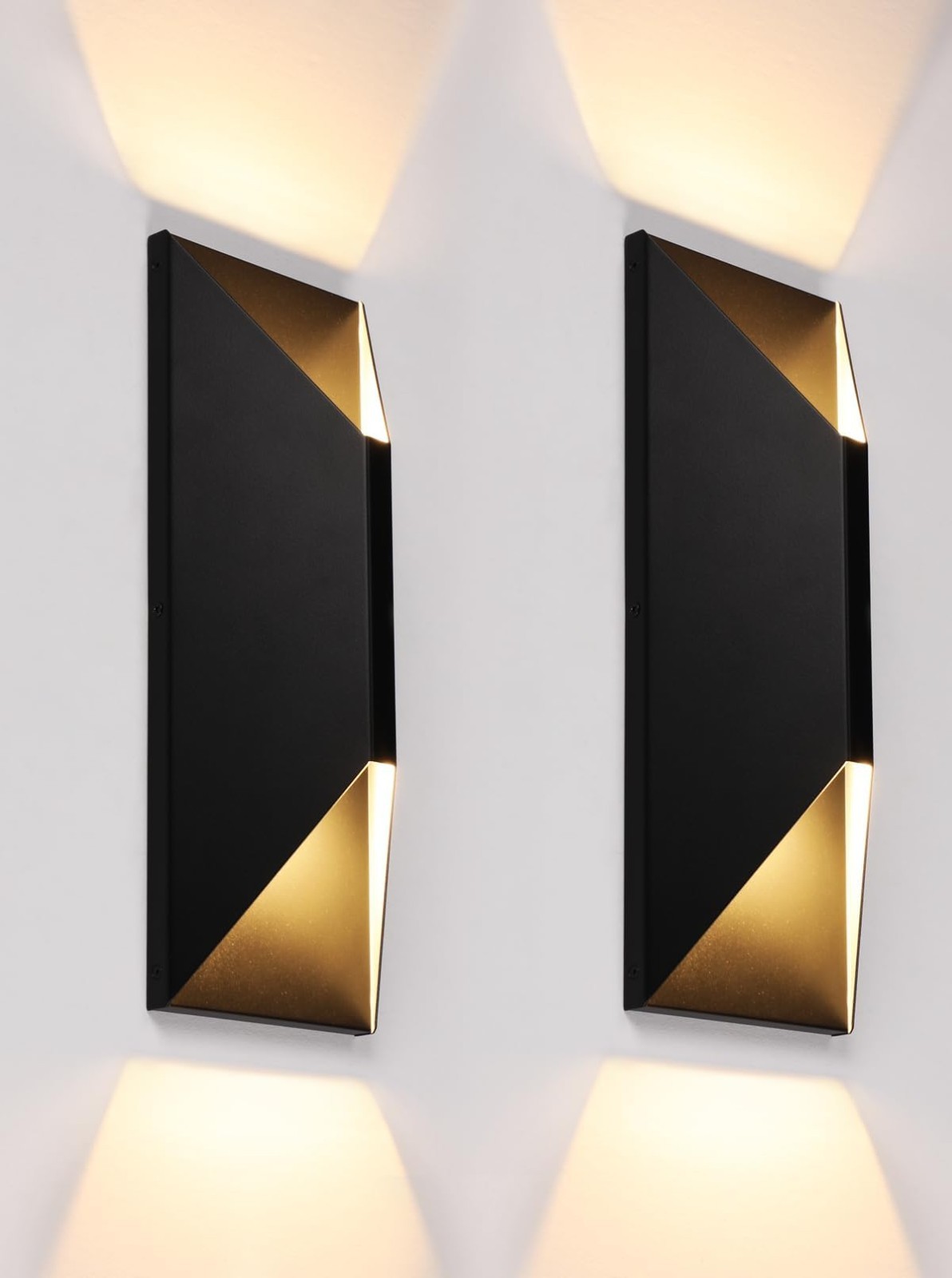 2-Pack Dimmable LED Up Down Wall Light, 100-277V, CRI 90+, 3000K, IP65 Waterproo