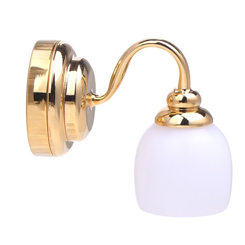 Gold Base Wall Lamp Model Wall Sconce for 1/12 Miniature Dollhouses Decoration