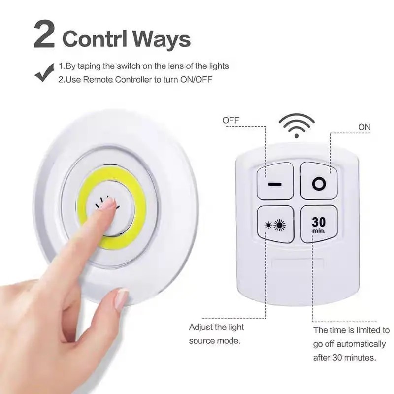 3PCS LED Puck Light Wireless Under Cabinet Lighting Kit Kitchen Counter Light US